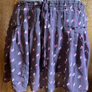 American Eagle Outfitters Purple Skirt with Pink and White Hearts